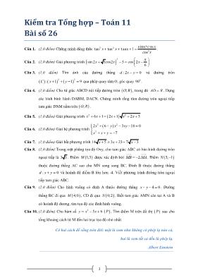 Kiểm tra Tổng hợp  Toán 11 Bài số 26